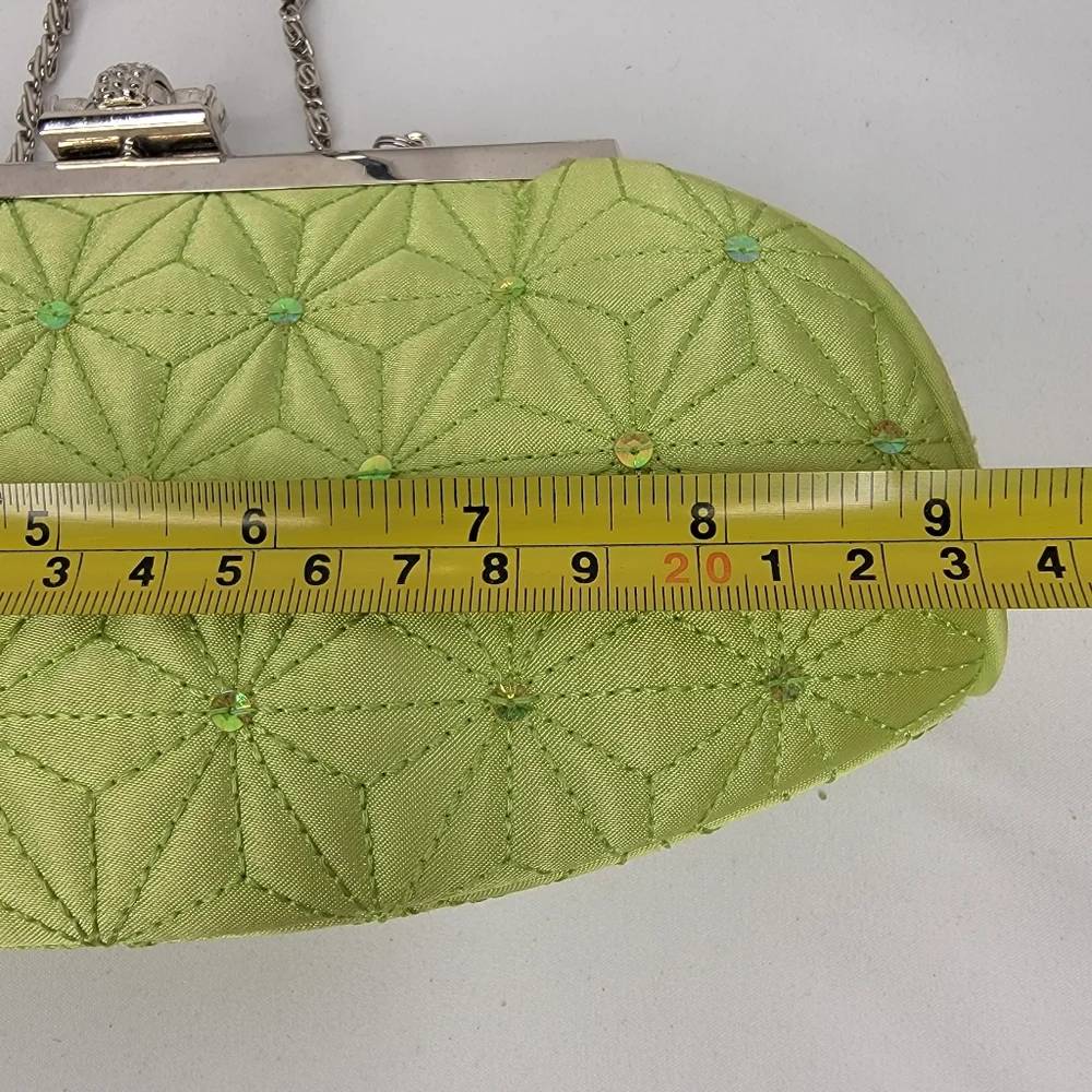 Kate Landry Elegant Lime Green Quilted‎ Clutch. P188